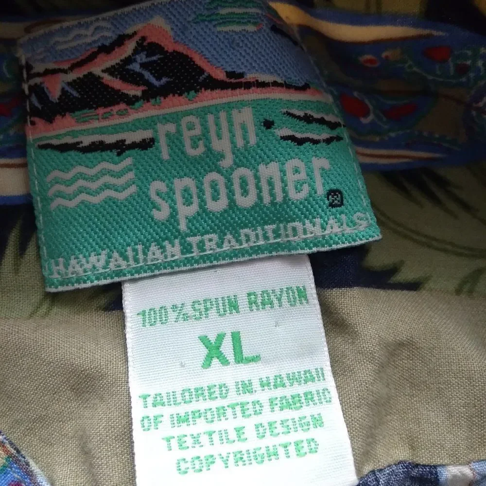 Vintage Reyn Spooner Surfboards Palm Trees Hawaiian Shirt